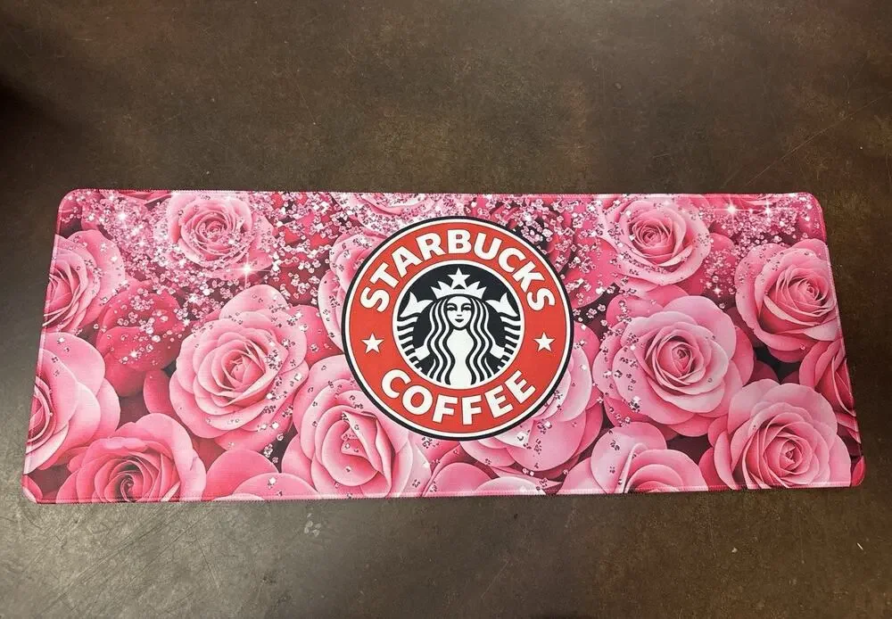 Floral Starbucks Computer Desk Mat 31x11